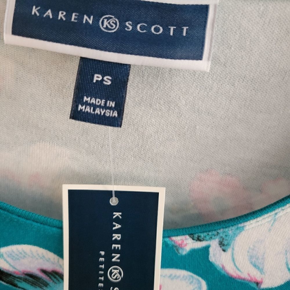 "Karen Scott " Woman's Pullover Top Mid Sleeve Size: PS Jazzy Teal NWT - Picture 4 of 8